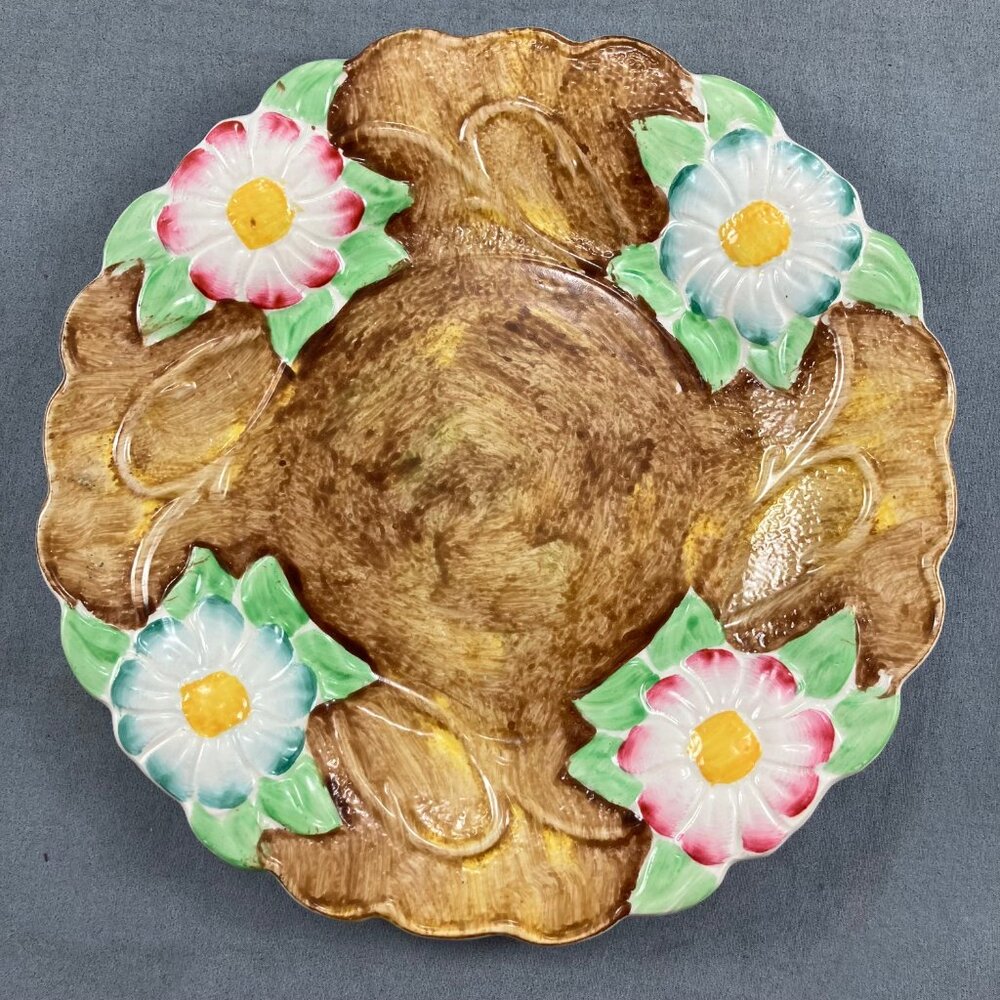 Vintage Raised Florals Hand painted James Kent 8.5" Plate Longton England #2184